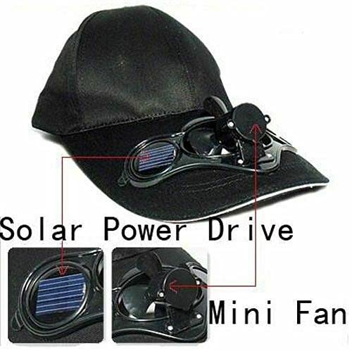 Gorra de béisbol con ventilador de energía solar, gorra de ventilador de panel solar ecológica, gorra de béisbol para el viento y sombrilla, sombrero de sol creativo portátil (Black)