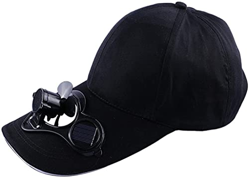 Gorra de béisbol con ventilador de energía solar, gorra de ventilador de panel solar ecológica, gorra de béisbol para el viento y sombrilla, sombrero de sol creativo portátil (Black)
