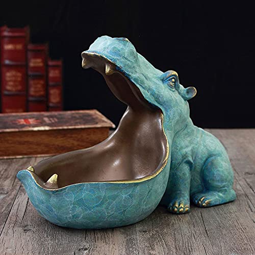 Gran boca hipopótamo almacenamiento DOLL KEY bowl resina hipopótamo placa de caramelo decoración del hogar