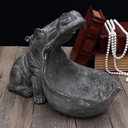 Gran boca hipopótamo almacenamiento DOLL KEY bowl resina hipopótamo placa de caramelo decoración del hogar