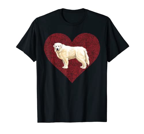Gran Pirineo Día de San Valentín Perro Amor Huella digital Camiseta