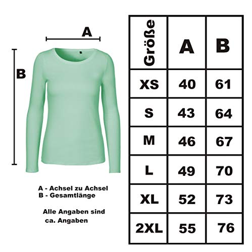 Green Cat - Camiseta de manga larga para mujer, 100% algodón orgánico. Certificado Fairtrade, Oeko-Tex y Ecolabel naranja XL