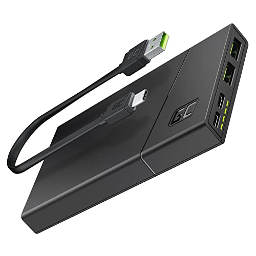 Green Cell Bateria Externa GC PowerPlay10S 10000mAh | 4-Puerto Power Bank con 2x USB-C 18W Power Delivery y 2x USB Quick Charge 3.0 Carga Rápida para iPhone, iPad, Samsung, Switch, Smartphone, Tablet