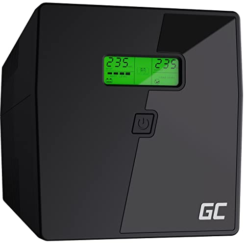 Green Cell® SAI Sistema de alimentación ininterrumpida UPS Potencia 1000VA (700W) 230V Fuente de alimentación Continua Line Interactive AVR Onda sinusoidal Pura USB/RJ45 2X Schuko 2X IEC Tomas | LCD