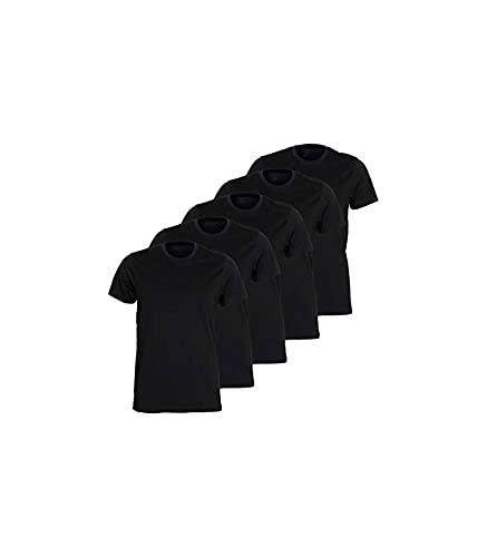 Grupo K-2 Camiseta de algodón Cuello Redondo Unisex Color Negro (Pack de 5) (XL)