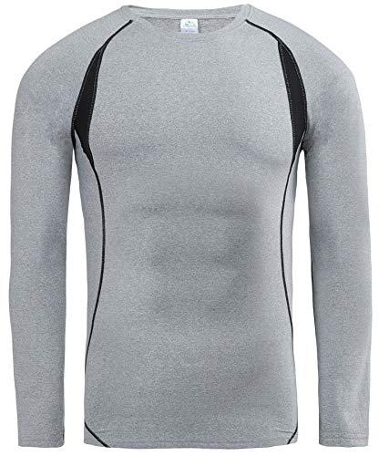 HAINES Conjunto Termico Hombre Ropa Interior Termica Esqui Camiseta Termica para Montaña Ciclismo Fitness Gris M