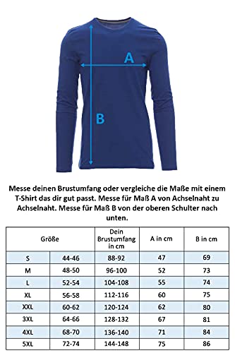 Happy Clothing - Camiseta de manga larga para hombre - Cuello redondo - S M L XL 2XL 3XL azul oscuro XL
