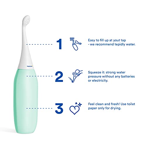 Happypo Bum Cleaner Botella de Agua para Higiene Íntima - Color Menta - Pulverizador de Agua con Bolsa de Viaje que Sustituye Toallitas Húmedas y WC con Chorro - Bidet Portátil para WC de Viaje