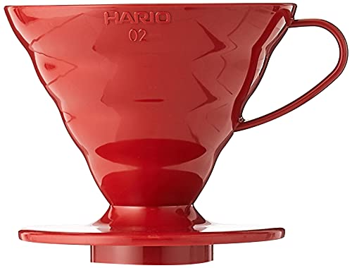 Hario VD02R - Cafetera Dripper V60, de plástico, 4 tazas, color rojo