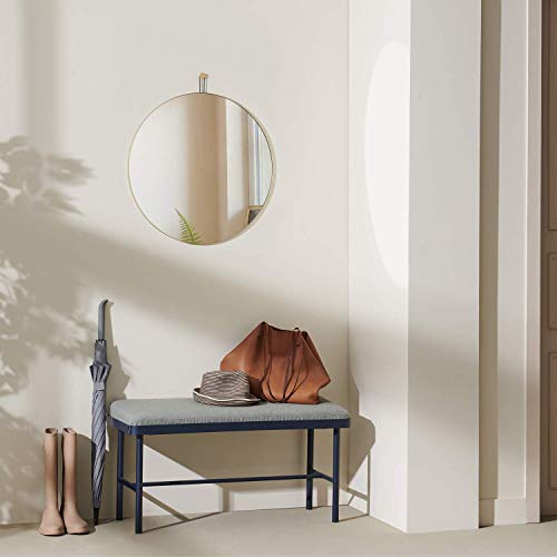 Harmati Espejo redondo con marco de metal dorado, 50 x 50 cm, espejo de pared decorativo para pasillo, salón, dormitorio, cuarto de baño y para colgar, diseño moderno