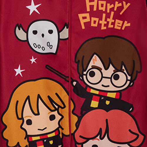Harry Potter Pijama para niños y niñas, todo en uno, unisex, con encantos de Hogwarts, Chibi, forro polar, ropa de dormir, rosso, 9-10 Years