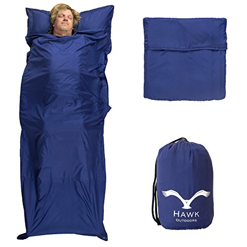 HAWK OUTDOORS Cabaña Saco de Dormir Viaje Saco de Dormir Sleeping Bag Liner Inlet, Color Azul Oscuro, Tamaño 120 x 230