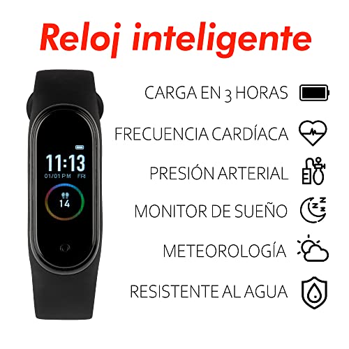 HAYDENT Reloj Inteligente táctil a Color - Smartwatch con podómetro, oxímetro, medidor de calorías, Ritmo cardíaco, presión Arterial - Pulsera de Actividad física y Deportiva