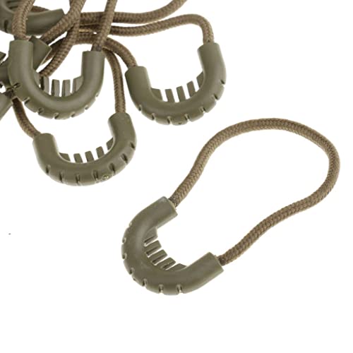 Hellery 10x Zipper Pull Cord Cuerdas Extremos Lock Zip Puller Fastener Loops For Clothing/Bags - Ejercito Verde, 65mm
