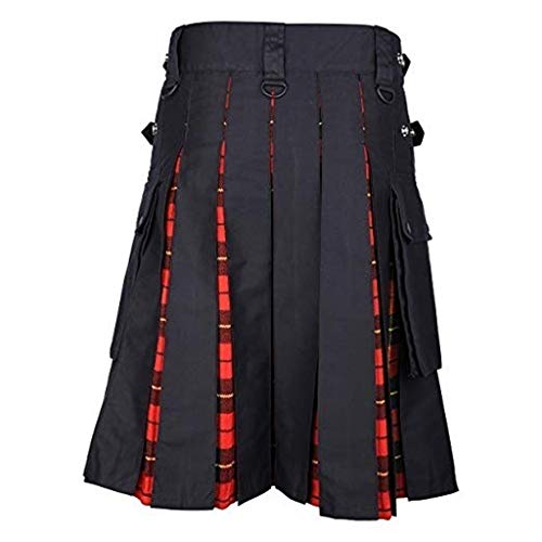 Hombres Retro Faldas de Bolsillo Kilt Escocia Moda Gótica Ropa Escocesa Falda Kendo de Falda Plisada Disfraz Multicolor （S-XXXXXL ） riou