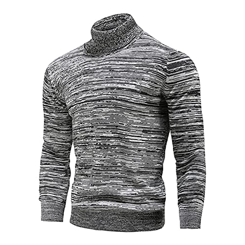 Hombres tortuga de hechos de punto suéteres jerseys invierno algodón delgado color sólido casual otoño ropa de punto (Color : Dark Gray, Size : X-Large)