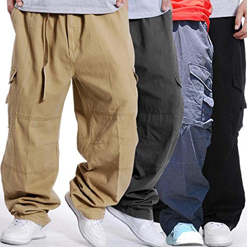 Hombres Vintage Hip Hop Pantalones Holgados Casuales Estilo Hipster Holgados múltiples Bolsillos Pantalones Cargo