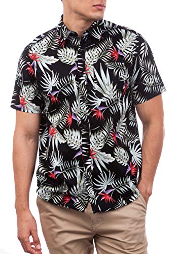 Hurley M Exotic Stretch Woven S/S Camisa, Hombre, Black