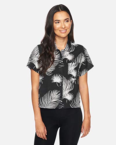 Hurley W Getaway Printed S/S Camisa, Mujer, Black Palm, S