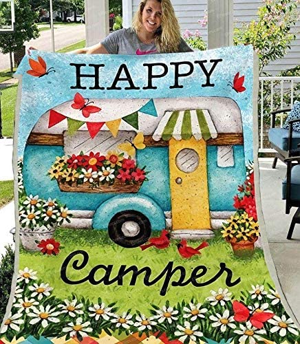 Ideas de regalos Happy Campers Camping Flower Fleece Manta personalizada Manta personalizada