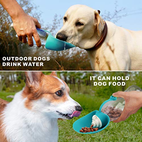 Idepet Botella de Agua para Perros Contenedor portátil de Comida para Mascotas Dispensador de Botellas de Comida para Perros Tazón de Bebidas para Mascotas Botella Viaje para Perros (Azul)