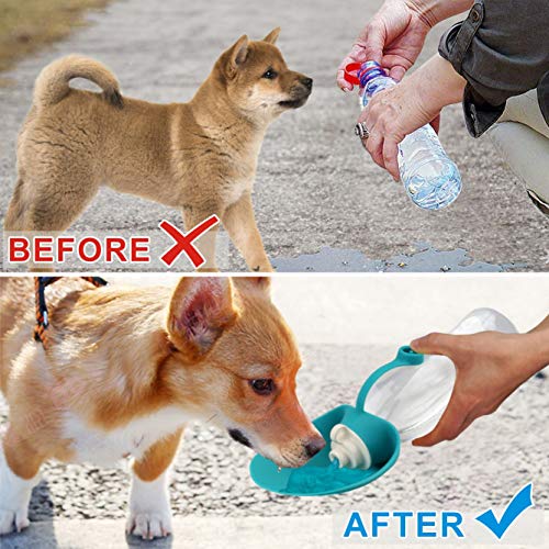 Idepet Botella de Agua para Perros Contenedor portátil de Comida para Mascotas Dispensador de Botellas de Comida para Perros Tazón de Bebidas para Mascotas Botella Viaje para Perros (Azul)