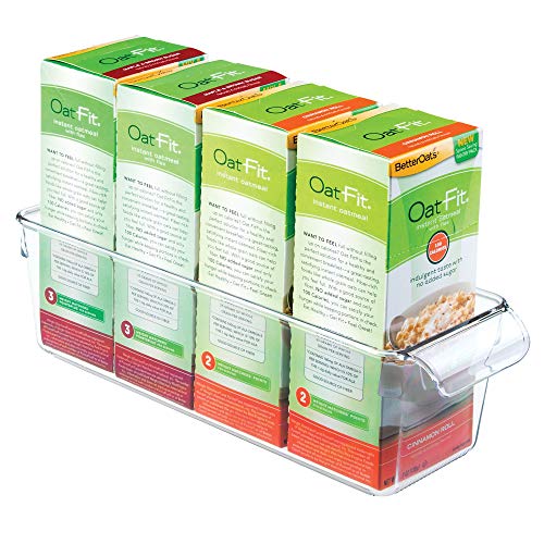 iDesign Caja transparente con asa, organizador de cocina pequeño de plástico, caja organizadora sin tapa para armarios, frigorífico o cajones, transparente