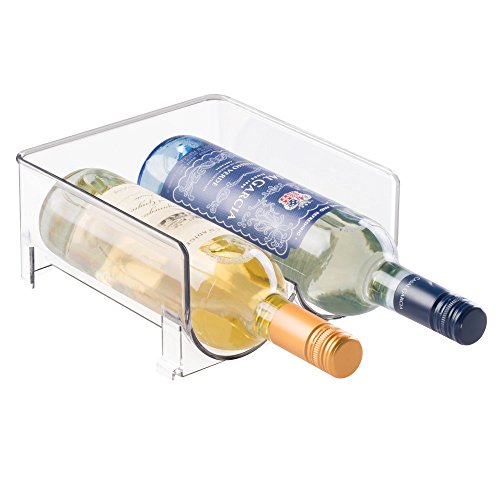 InterDesign Fridge/Freeze Binz Botellero de vino para 2 botellas, estante apilable en plástico, botellero para frigorífico, transparente
