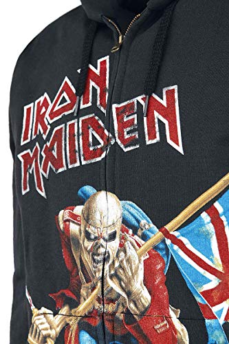 Iron Maiden The Trooper - Battlefield Hombre Capucha con Cremallera Negro XL