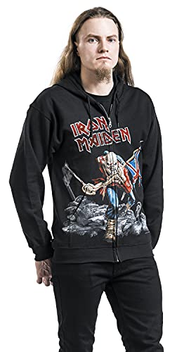 Iron Maiden The Trooper - Battlefield Hombre Capucha con Cremallera Negro XL