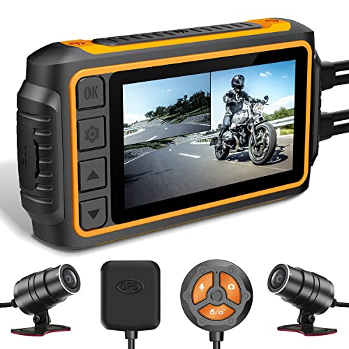 IXROAD Dash CAM para Moto, 1080P Cámara de Motocicleta Frontal y Trasera con 3" LCD, WiFi, GPS, Gyro Anti-Shake, G-Sensor, Control por Cable, Visión Nocturna, 256GB Máximo