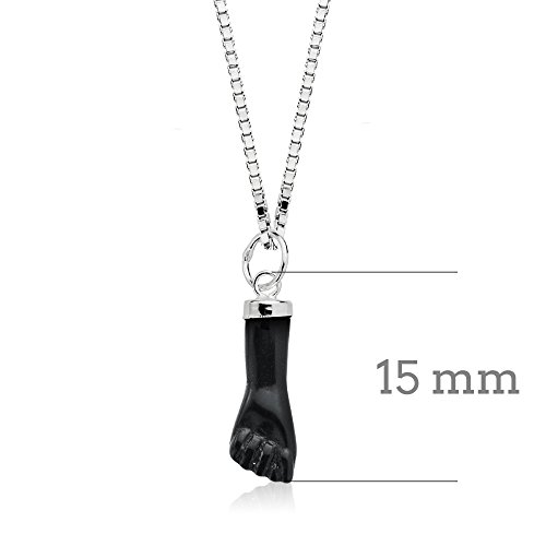 Iyé Biyé Jewels Collar Plata de Ley 925 Manita Mano Negra 15mm. Cadena Veneciana 45cm.