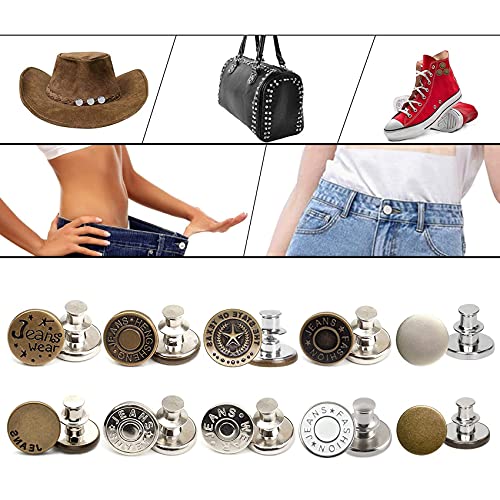 iZhuoKe Botones de Jeans(10 Piezas),Botones de Metal Extraíble,Botones de Jeans Ajustables,Para Coser Materiales Artesanales,Trajes,Chaquetas,Abrigos,Uniforme