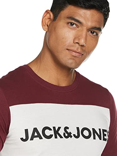JACK & JONES Jjelogo Blocking tee SS Noos Camiseta, Multicolor (Red/Port Royale), L para Hombre