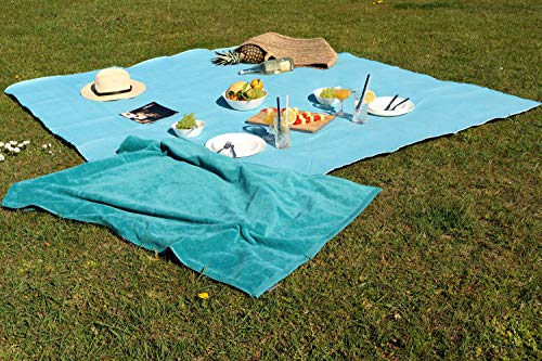 jilda-tex Manta de picnic XXL para camping, 200 x 200 cm, impermeable y resistente a la arena (Chillout-Petrol)