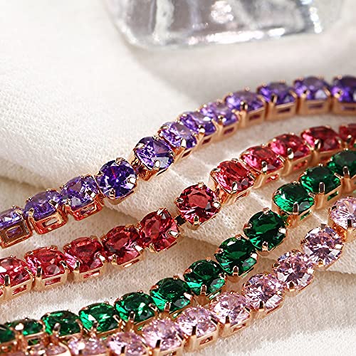 JIUXIAO Pulseras para Mujer Ing Zircon Jewerlly Rose Color Friends Gift Cute Jewelry - Morado