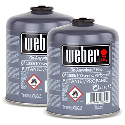 Juego de bombonas de gas 26100 para la serie Q 100 de Weber y Performer Touch-N-Go, 2 unidades