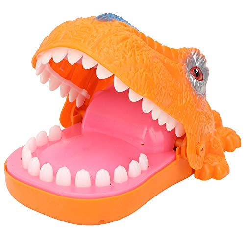 Juego de dedo de morder dinosaurios, caricatura portátil Bromas prácticas Hipopótamo Boca Mordida juego de dedo con sonido y luz Juego de mesa para niños(Orange)