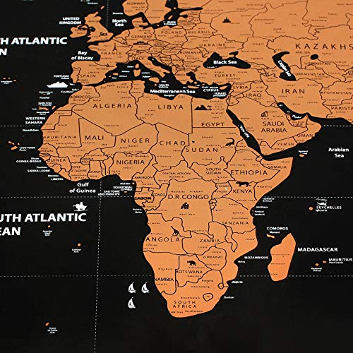 Justech Mapa Mundi Rascar 82 x 59cm Rasguño del Mapa Educativo del Mundo Mapa Mundial de Viaje Mapa Mundi de Pared Grande Mapa del Mundo para Pared con Estados y Banderas de Países
