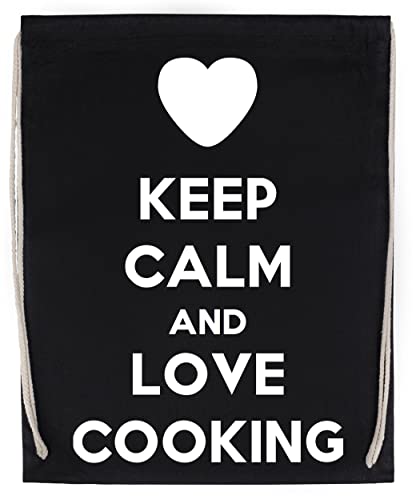 Keep Calm And Love Cooking Bolsa de Deporte Con Cordón Negro Drawstring Sport Bag