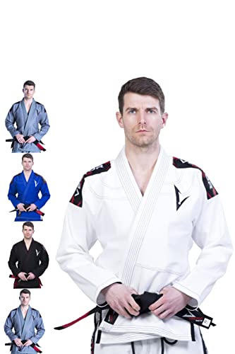 Kimono Vector Attila Series de Jiu Jitsu con cinturón Blanco, Ligero, 100% algodón, A1, Negro