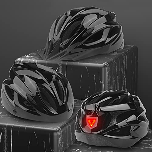 KINGLEAD Casco de bicicleta con luz LED con visera, cascos de bicicleta unisex para hombre y mujer certificado CE carrera montaña al aire libre seguridad casco de ciclismo superligero ajustable
