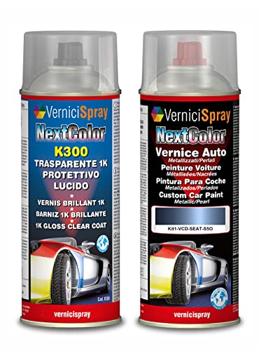 Kit Spray Pintura Coche Aerosol compatible con SEAT CORDOBA S5O AZUL IBON MET. - Kit de retoque de pintura carrocería en spray 400 ml