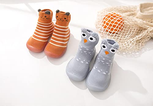 KLGR Calcetines de punto para bebé, zapatos para niños, zapatos para aprender a andar, zapatos para niñas, zapatos para gatear, calcetines para el suelo, zapatos para niños, antideslizantes, gris, 20