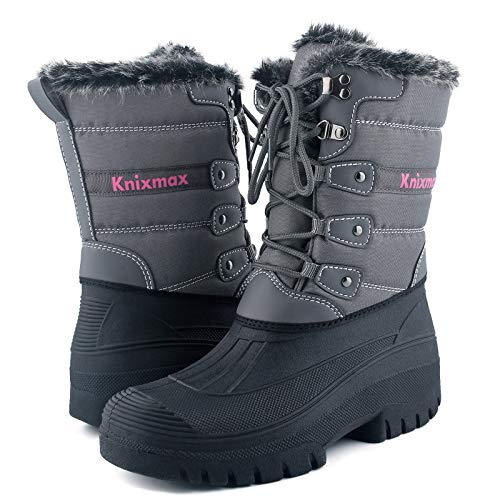Knixmax Botas de Nieve para Hombre y Mujer Zapatos de Invierno Cálidas Calientesy Impermeables Antideslizante para Senderismo Trekking Caminar Trabajo Casuales Aire Libre Gris EU 41