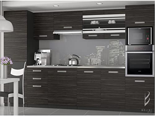 KNOX | Cocina Modular Completa + Lineal L 300cm 8 pzs | Plan de Trabajo Incluido | Conjunto de Muebles de Cocina