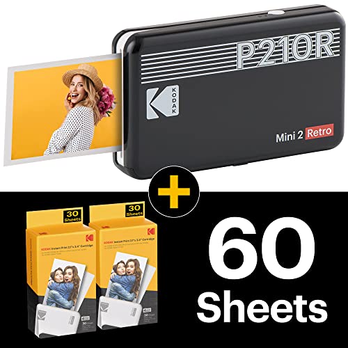 Kodak Mini 2, Impresora Fotos movil + 86 Fotos, Mini Impresora Móvil De Fotos Instantáneas Tamaño 54X86Mm, Compatible con Smartphones iOS y Android - Negro