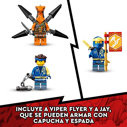 LEGO 71760 Ninjago Dragón del Trueno EVO de Jay, Set de Juego de Ninjas con para Niños y Niñas 6 Años con Bandera Coleccionable