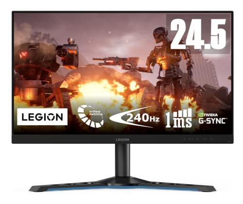 Lenovo Legion Y25-25 - Monitor eSports Gaming 24.5" FullHD (IPS, 240 Hz, 1 ms, HDMI, DP, FreeSync Premium y G-Sync, HDR400, Base Metálica) Ajuste de inclinación/altura/giro/pivote - Negro