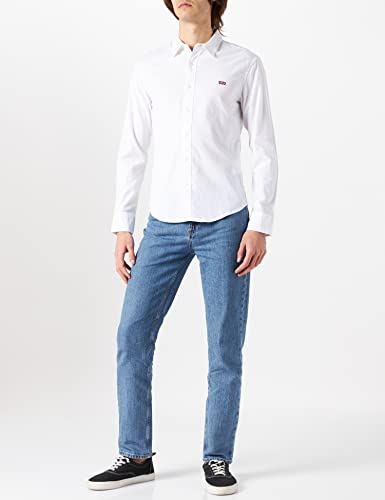 Levi's LS Battery Hm Shirt Slim Camisa Casual, White (White 0002), Medium para Hombre